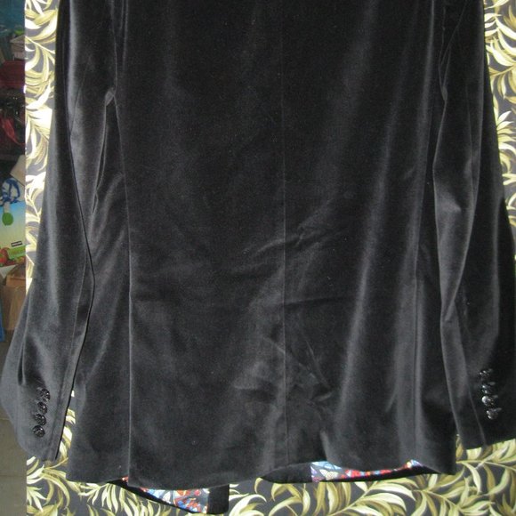 ❤️42 MENS ROBERT GRAHAM BLACK VELVET FORMAL/SPECIAL OCCASION DOUBLE VENT BLAZER - Picture 7 of 15